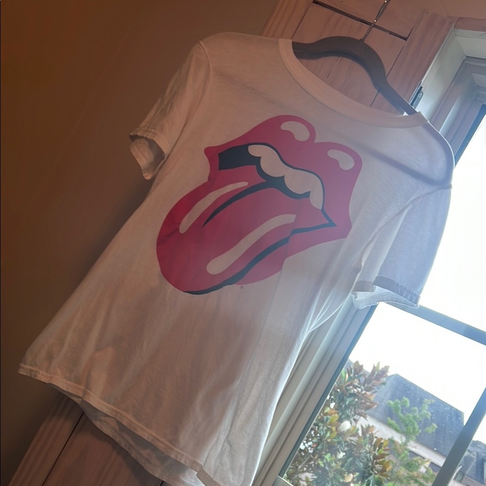 The Rolling Stones White Tee with their Red Tongue Graphic - small